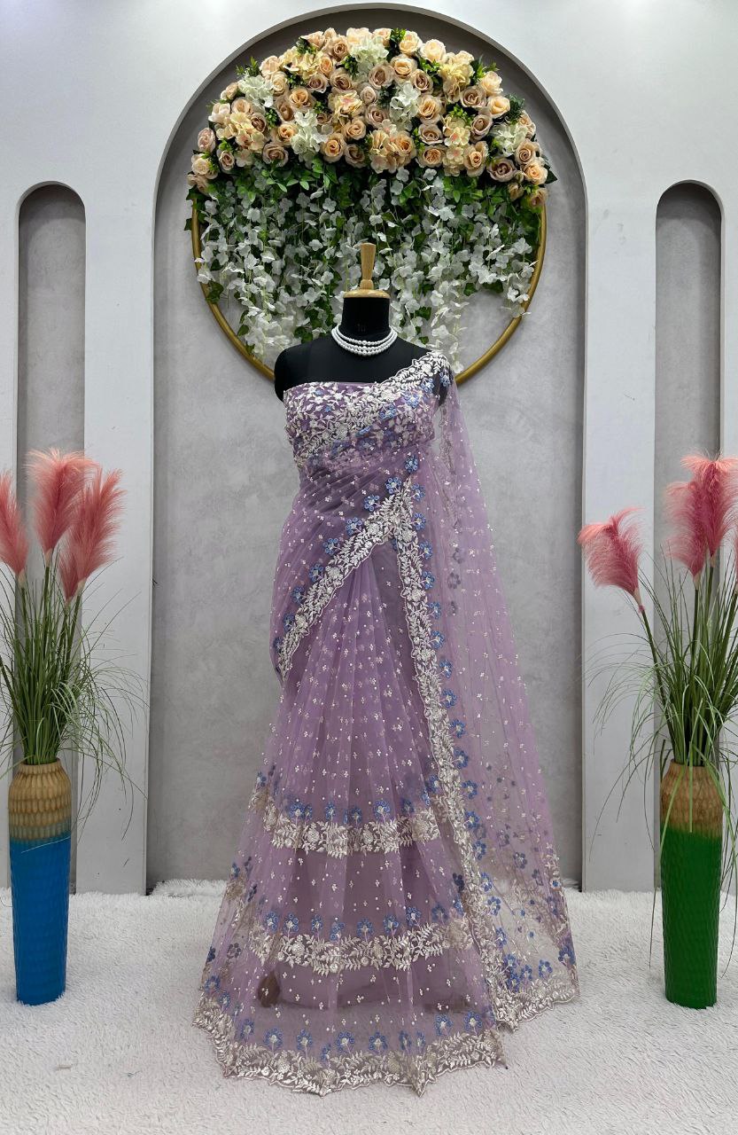 Beautiful Designer Saree on Soft Net Fabric