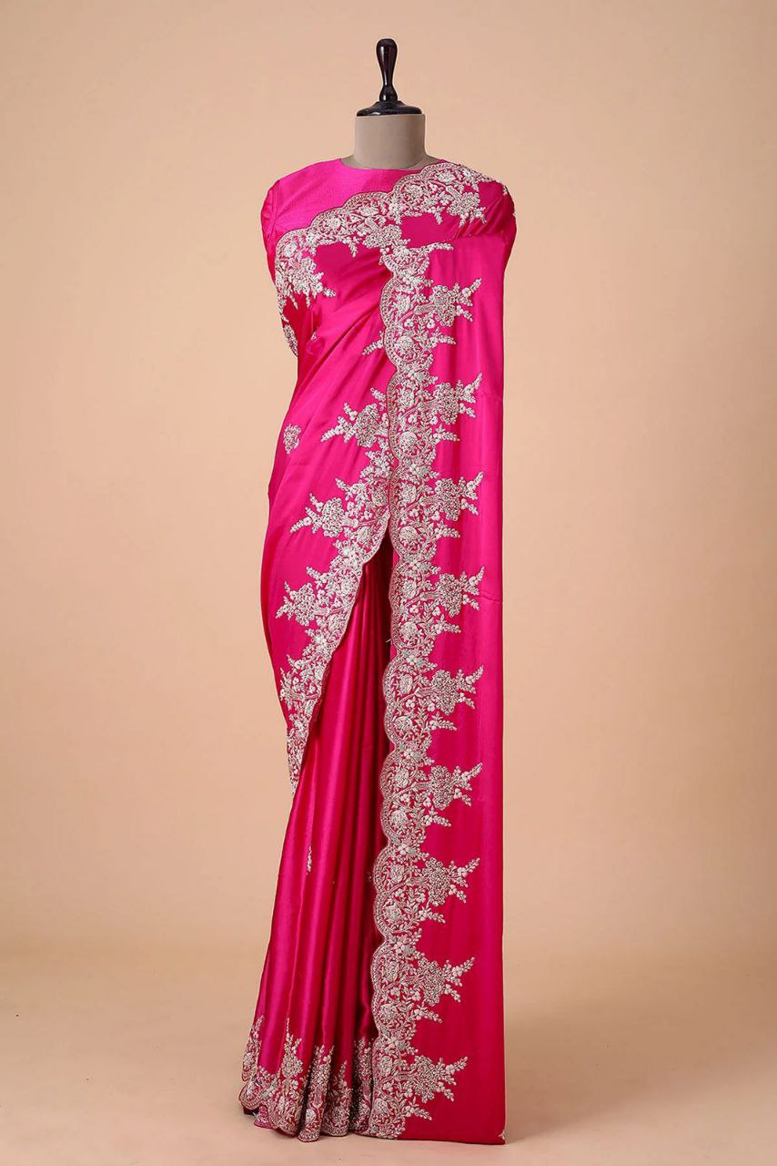 Beautiful Designer Saree in Japan Satin Fabric