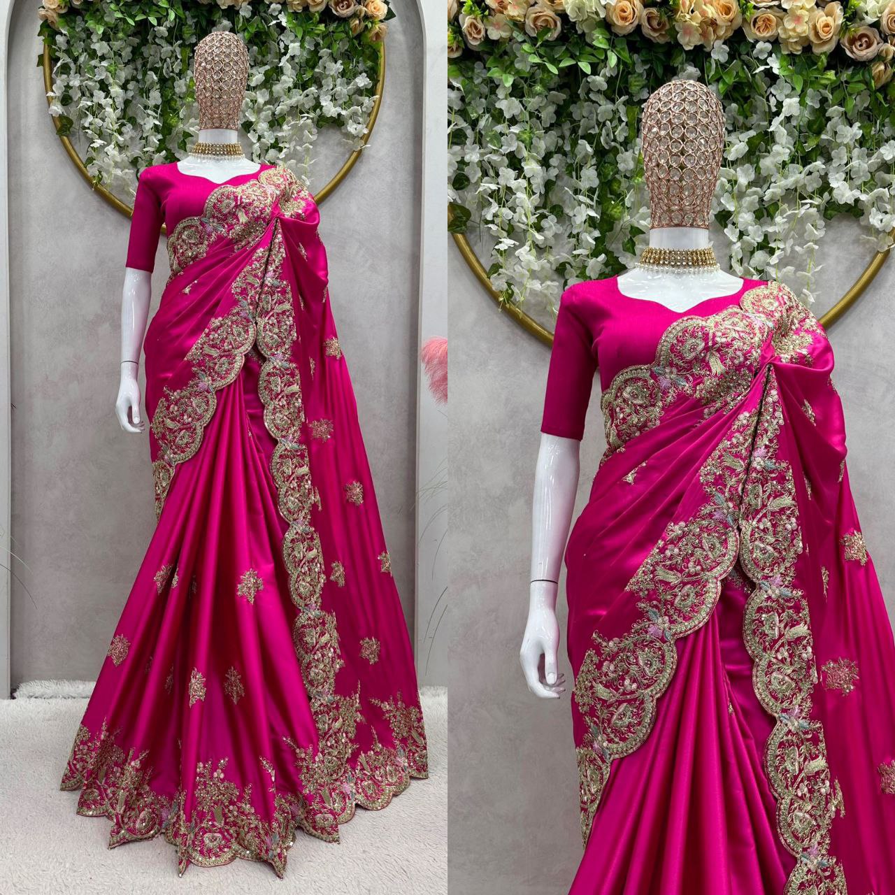 Beautiful Designer Saree in Japan Satin Fabric