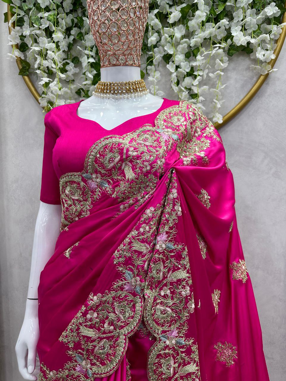 Beautiful Designer Saree in Japan Satin Fabric