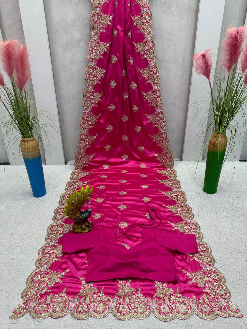 Beautiful Designer Saree in Japan Satin Fabric