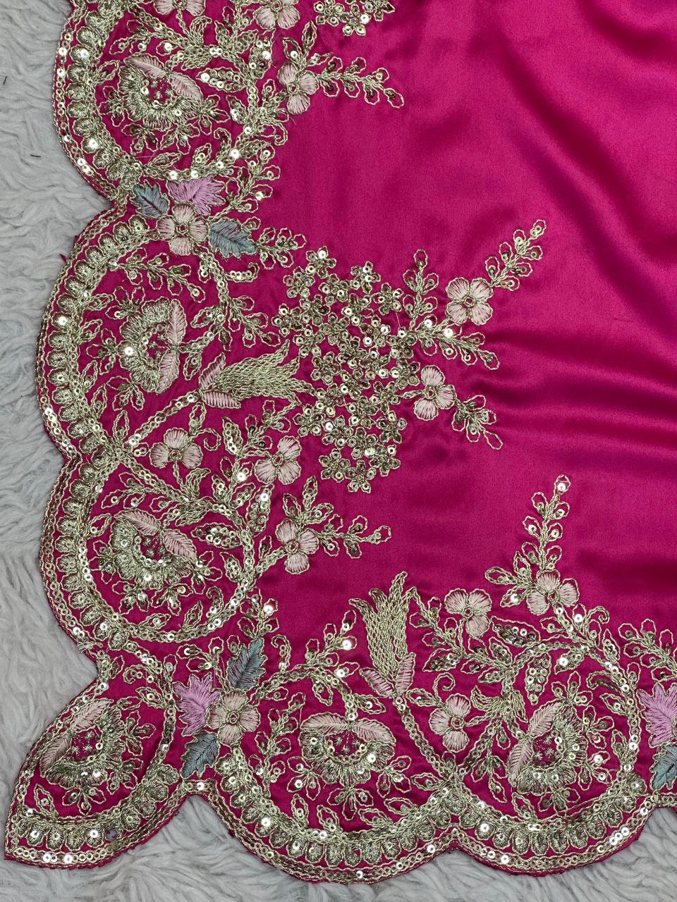 Beautiful Designer Saree in Japan Satin Fabric