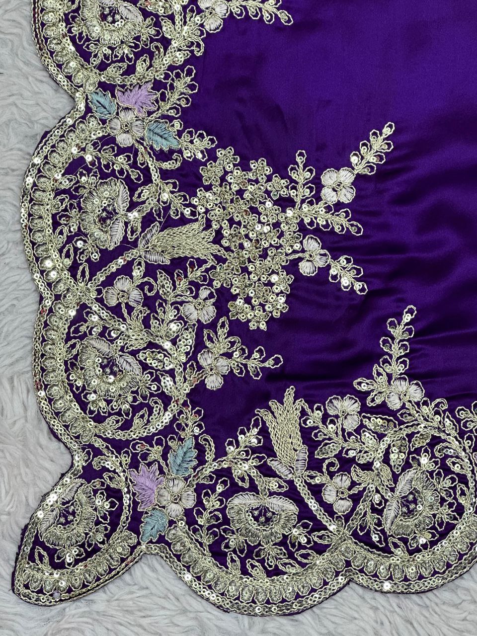 Beautiful Designer Saree on Japan Satin Fabric