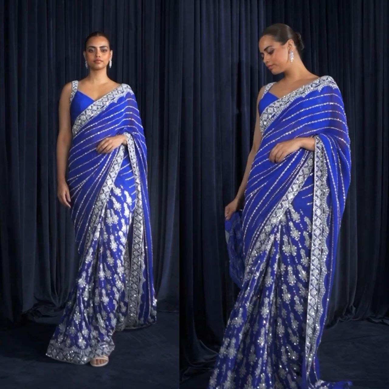 AUX GEORGEET WITH EMBROIDERY HEAVY SAREE