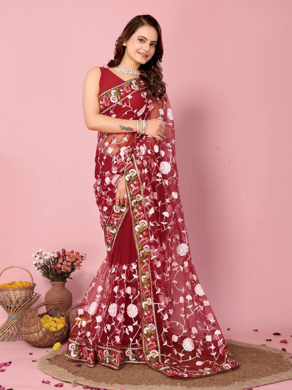 Chikankari Embroidery design Saree