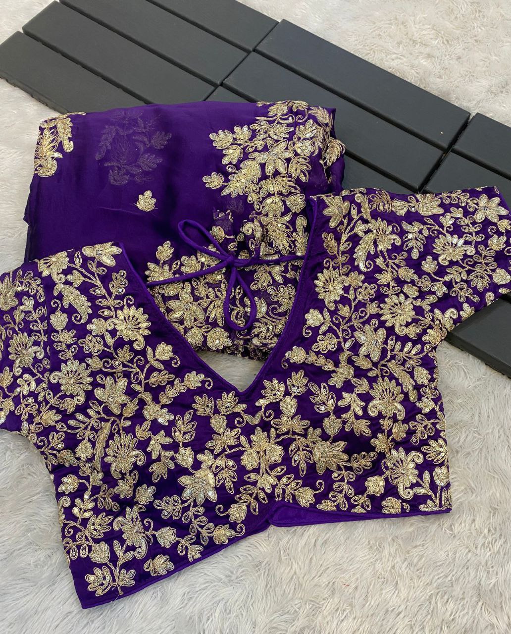 Rangoli Silk Fabric  Sequins Embroidery Saree