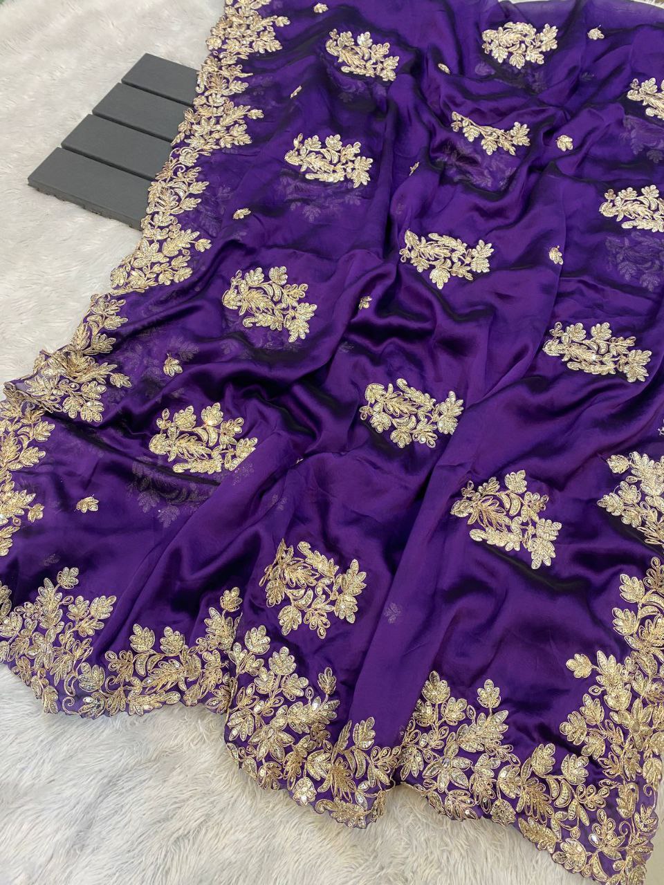 Rangoli Silk Fabric  Sequins Embroidery Saree