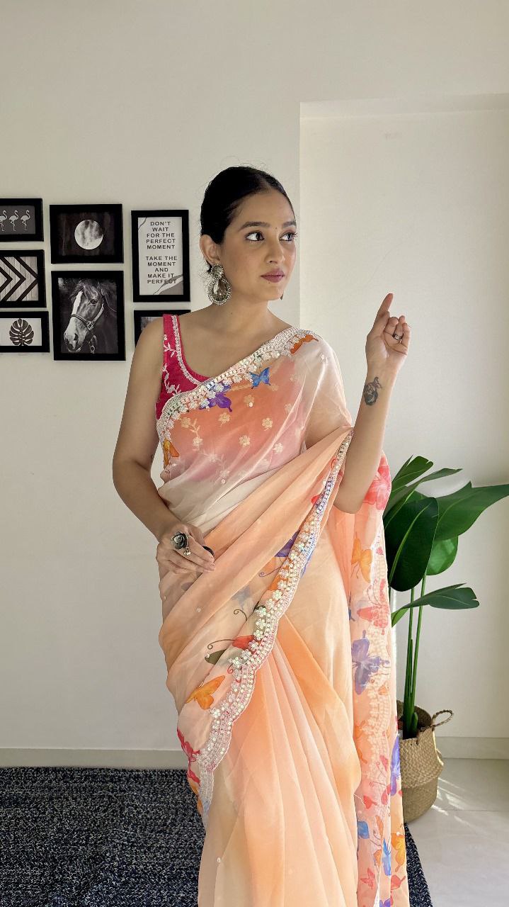 Most Beautiful Printed sequence Saree