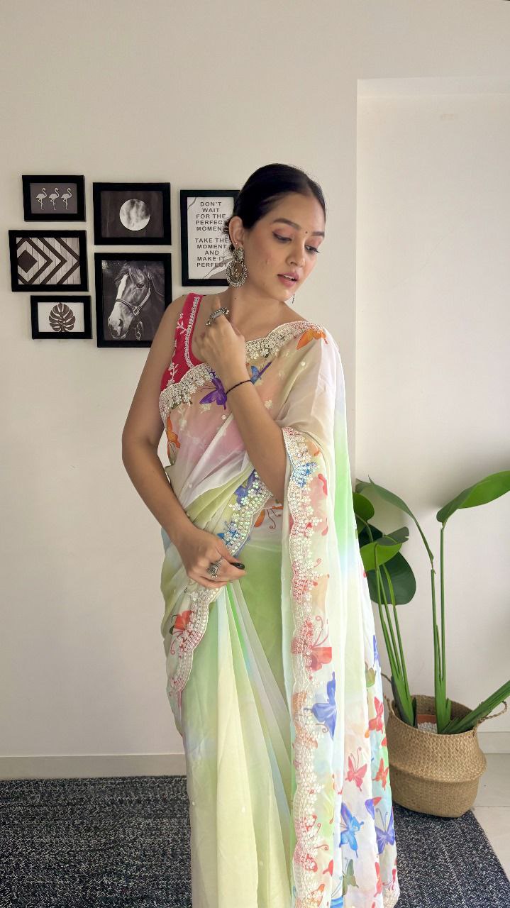 Most Beautiful Printed sequence Saree