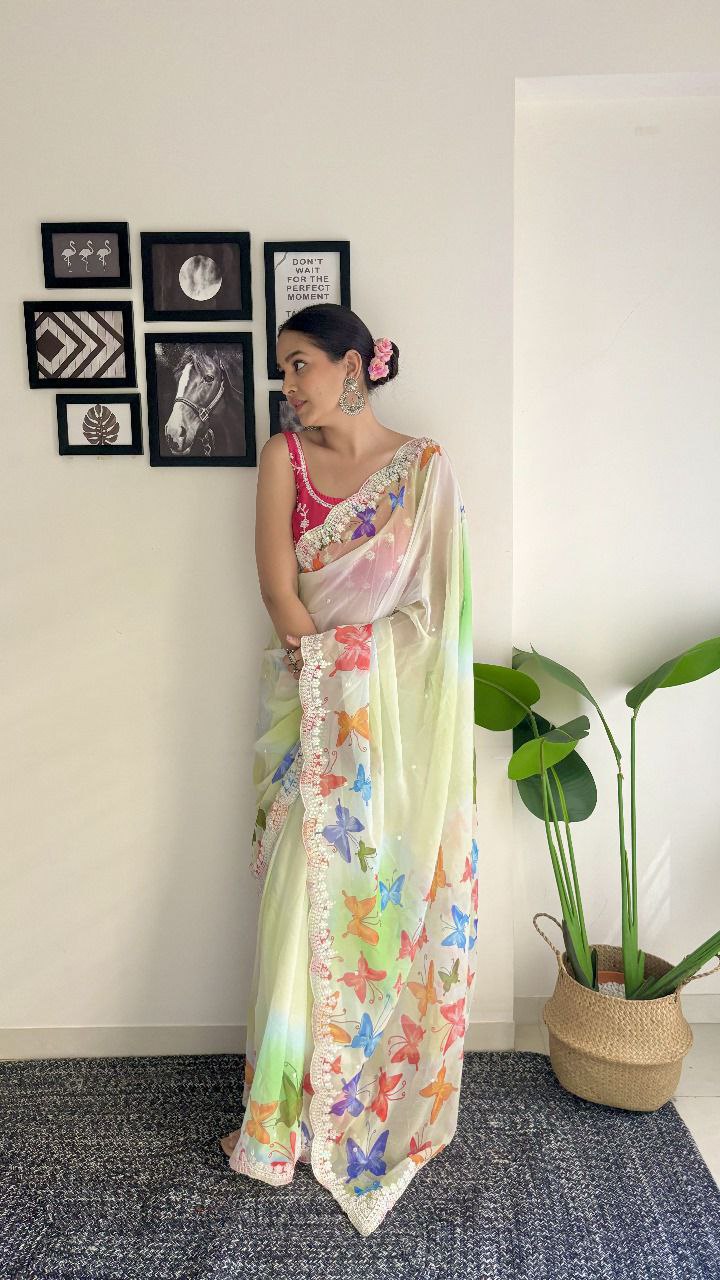 Most Beautiful Printed sequence Saree