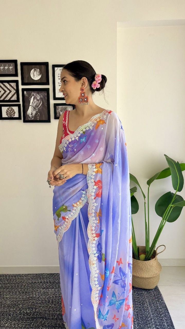 Most Beautiful Printed sequence Saree