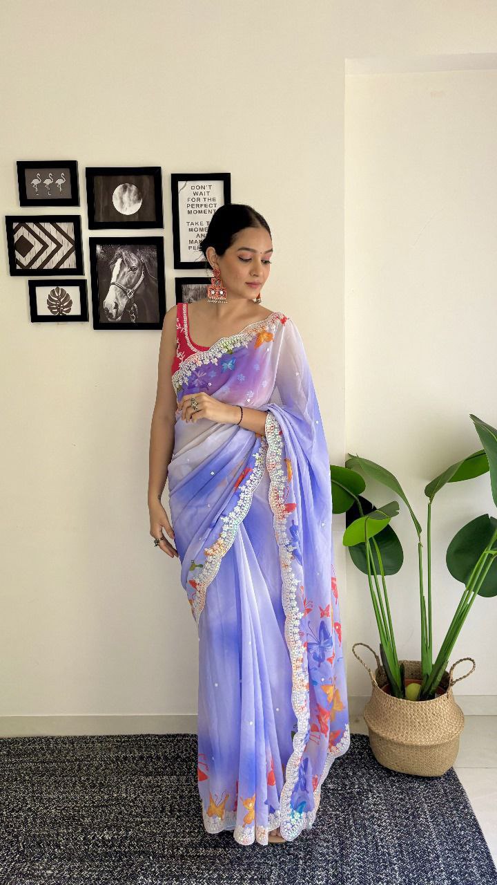 Most Beautiful Printed sequence Saree