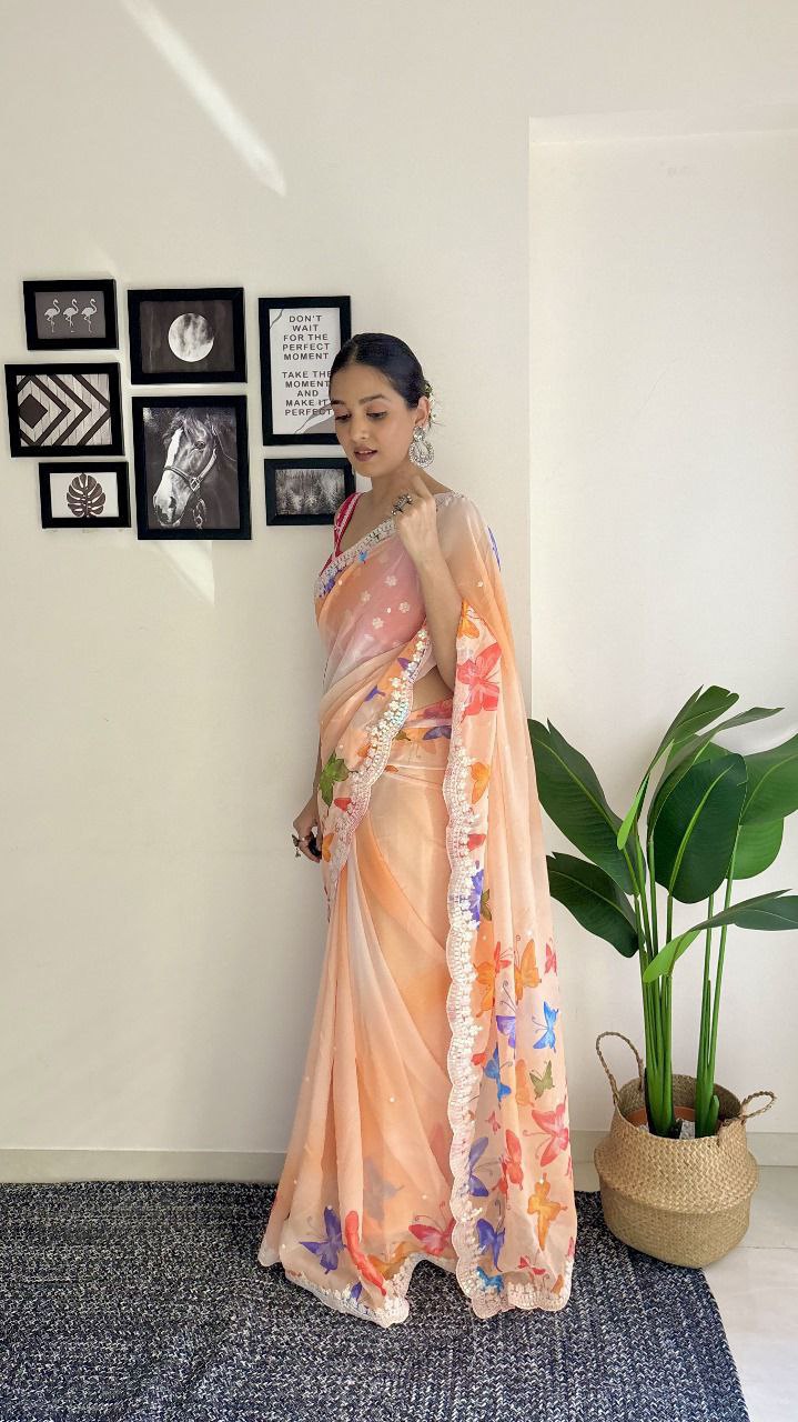 Most Beautiful Printed sequence Saree