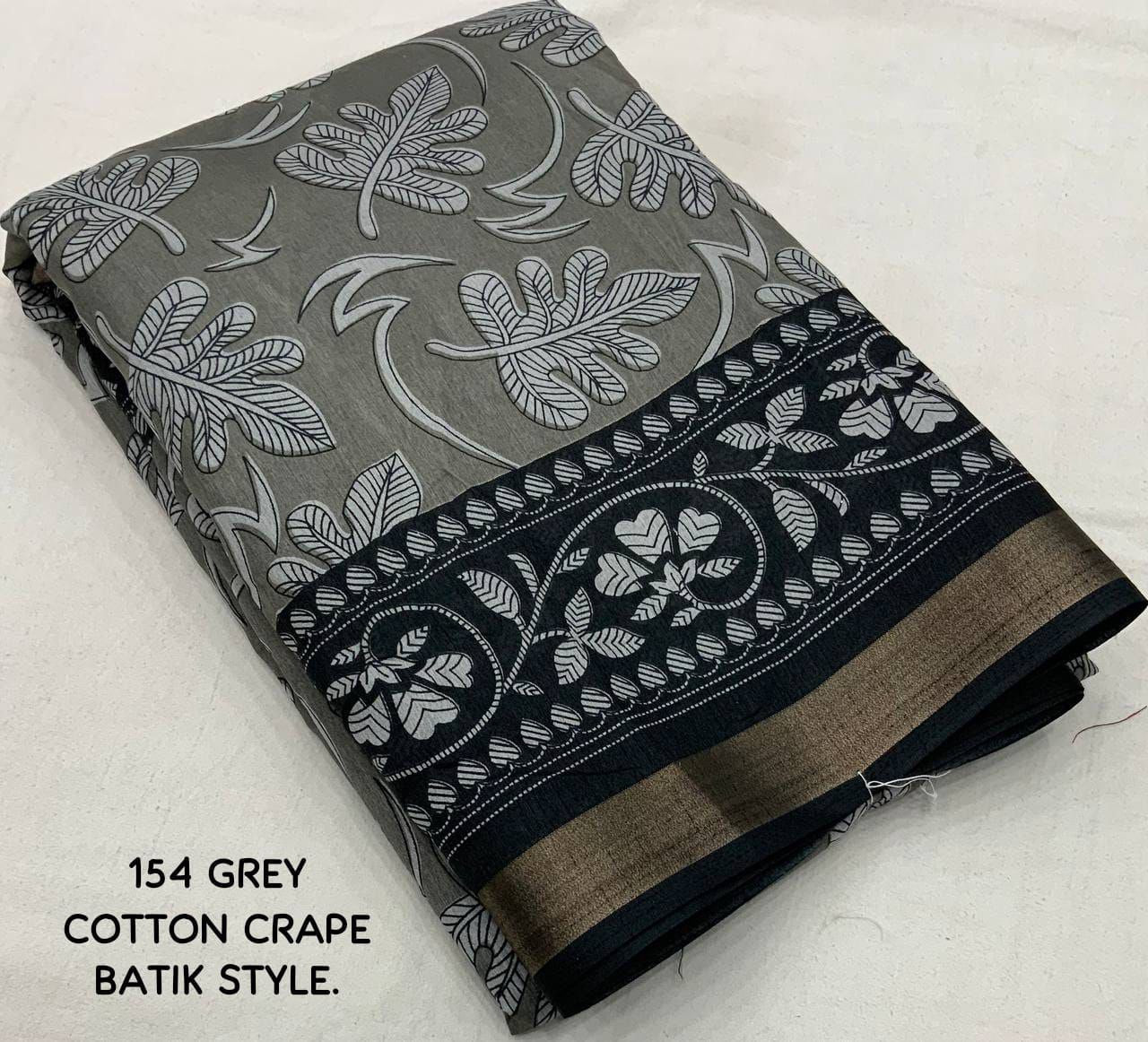 New cotton crape batik style printed saree