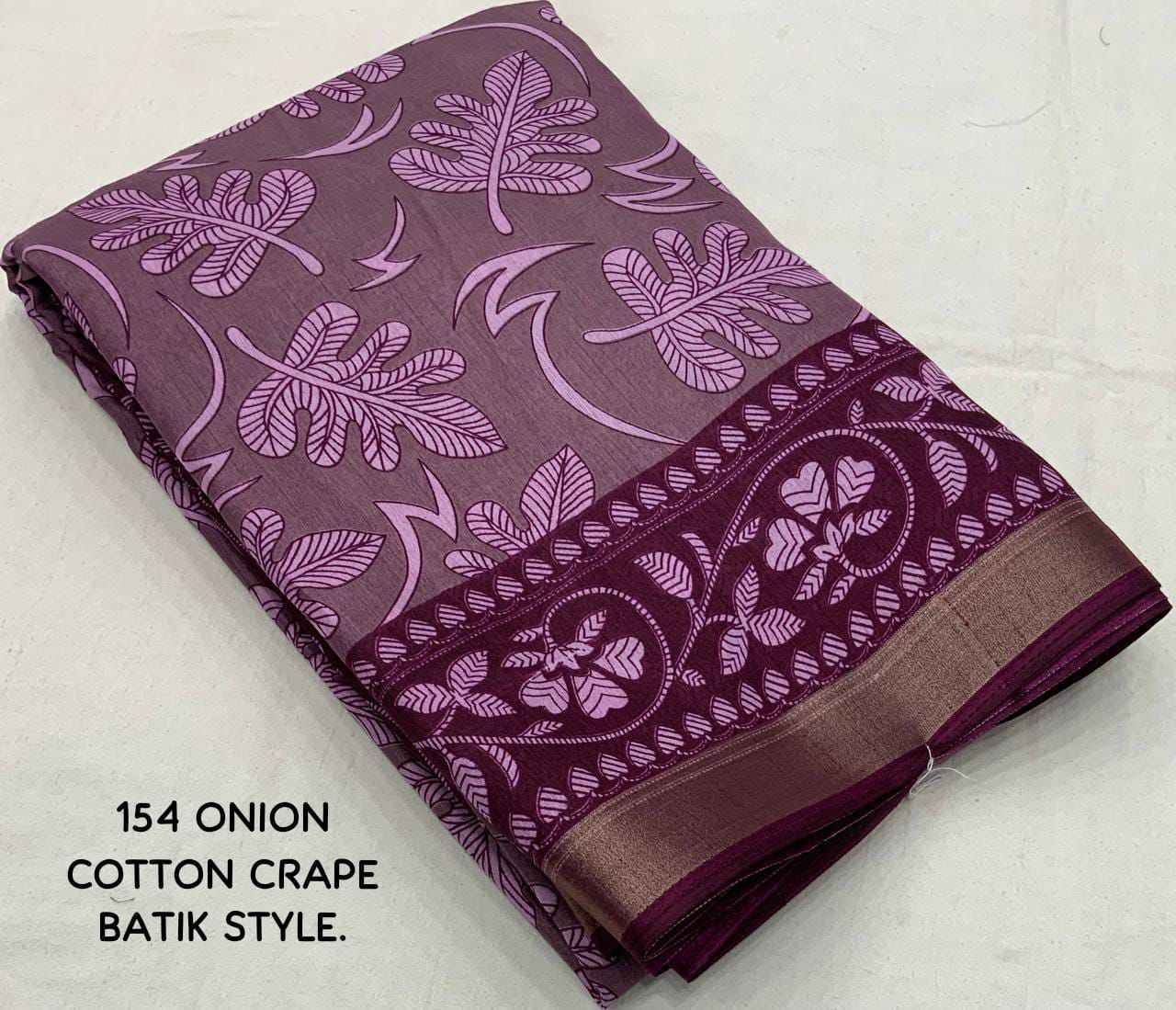 New cotton crape batik style printed saree