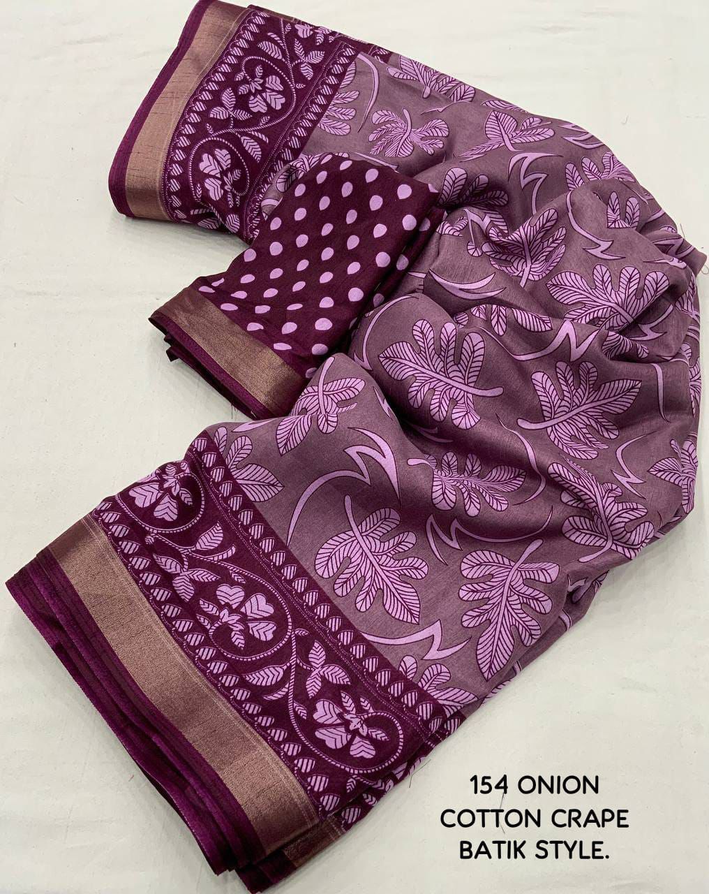 New cotton crape batik style printed saree