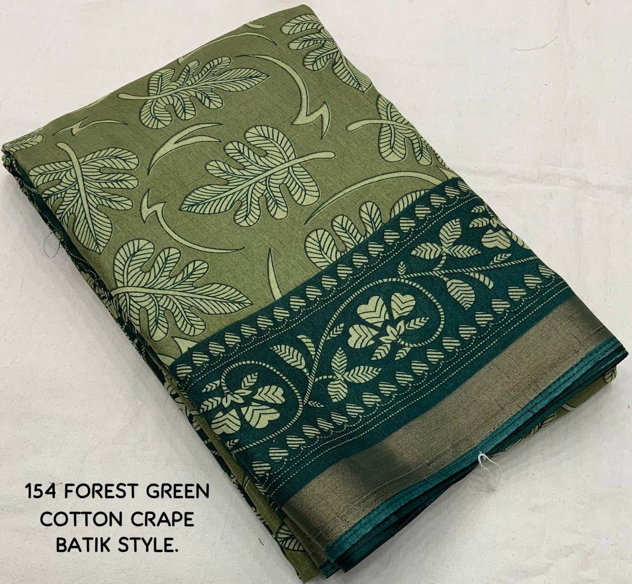 New cotton crape batik style printed saree