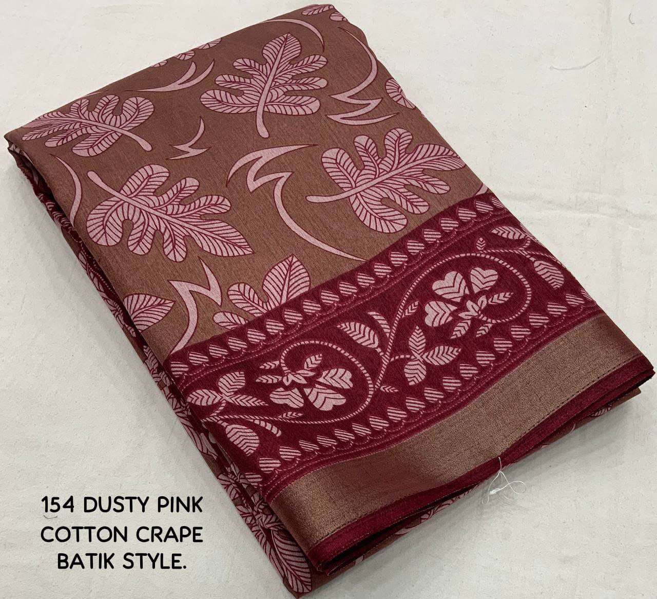 New cotton crape batik style printed saree