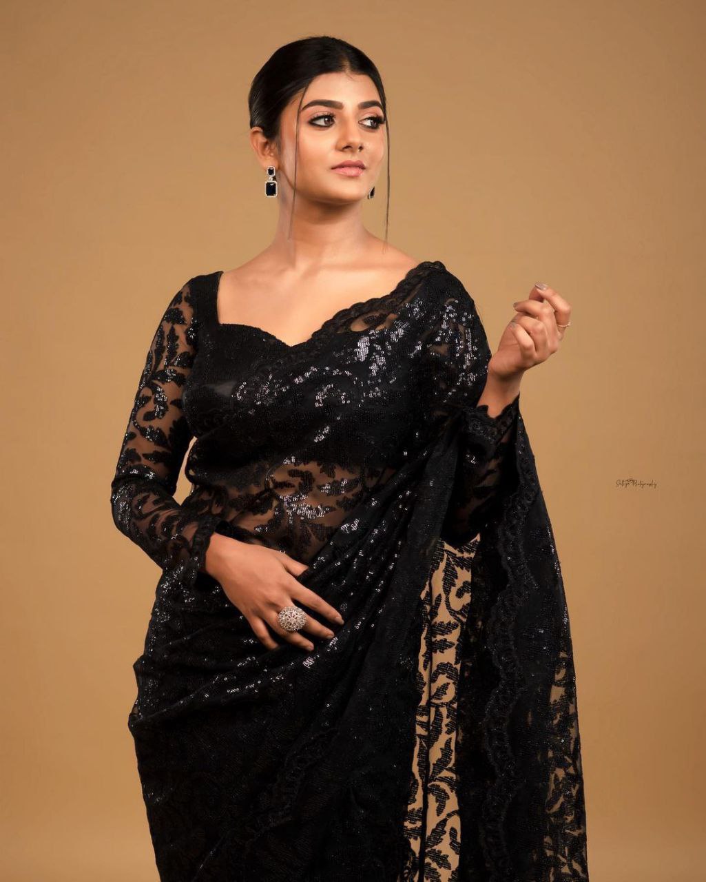 Glorious Black Heavily Embroidered Saree