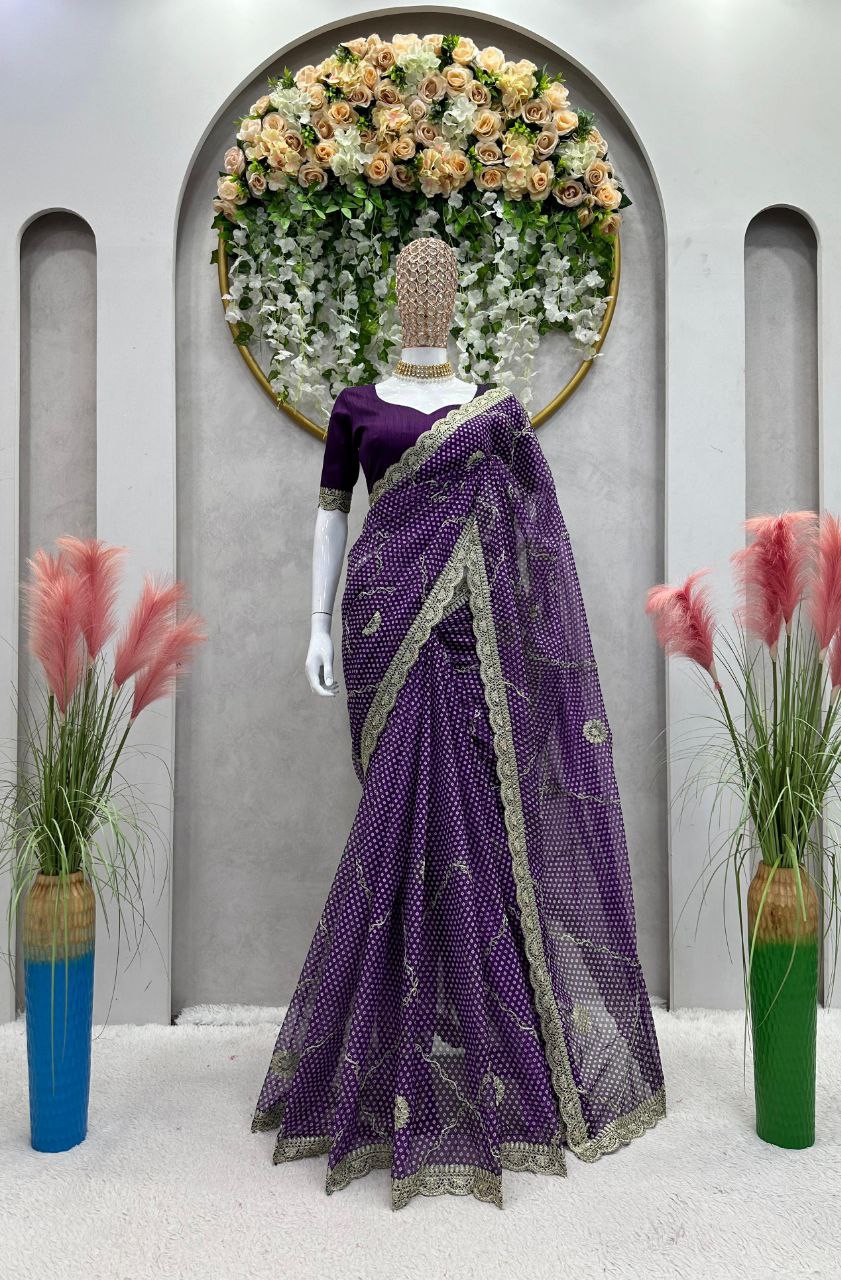 Beautiful Designer Saree on Tibby Silk