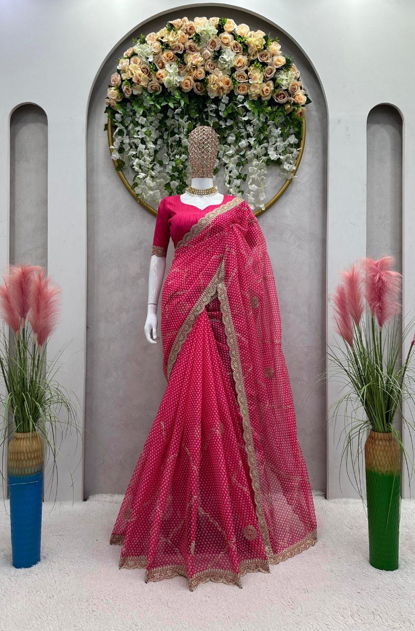 Beautiful Designer Saree on Tibby Silk