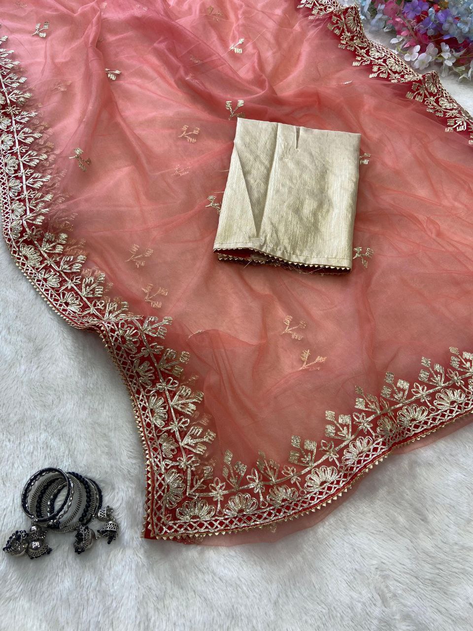 Butterfly Net Saree