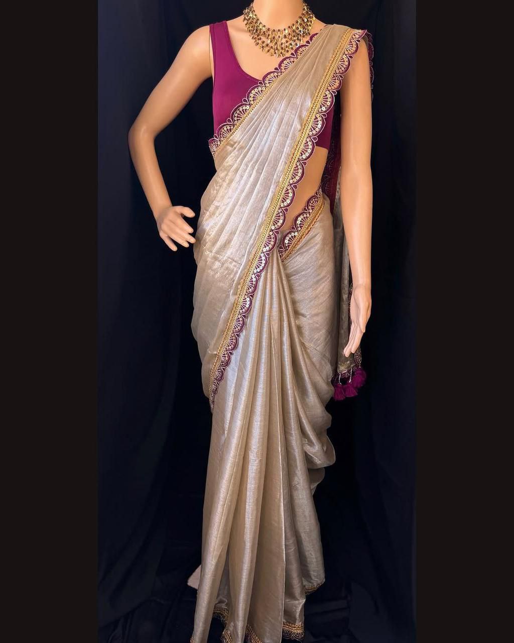 TISSUE GOLDEN SOFT SAREE