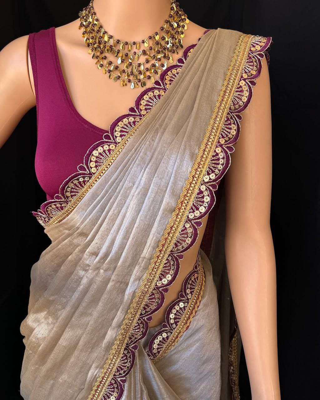 TISSUE GOLDEN SOFT SAREE