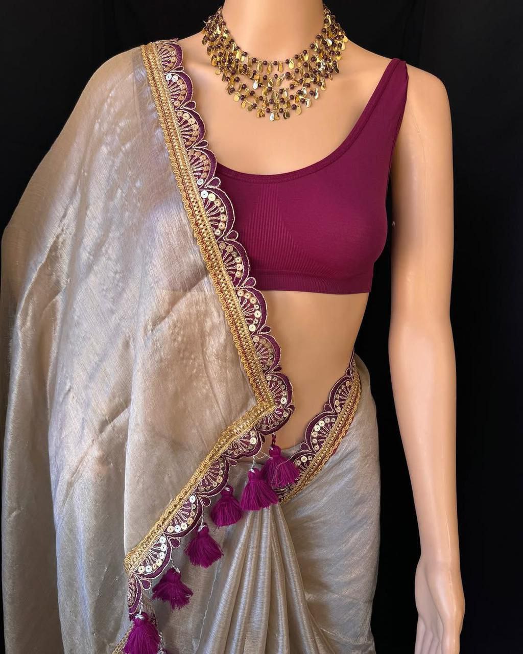 TISSUE GOLDEN SOFT SAREE