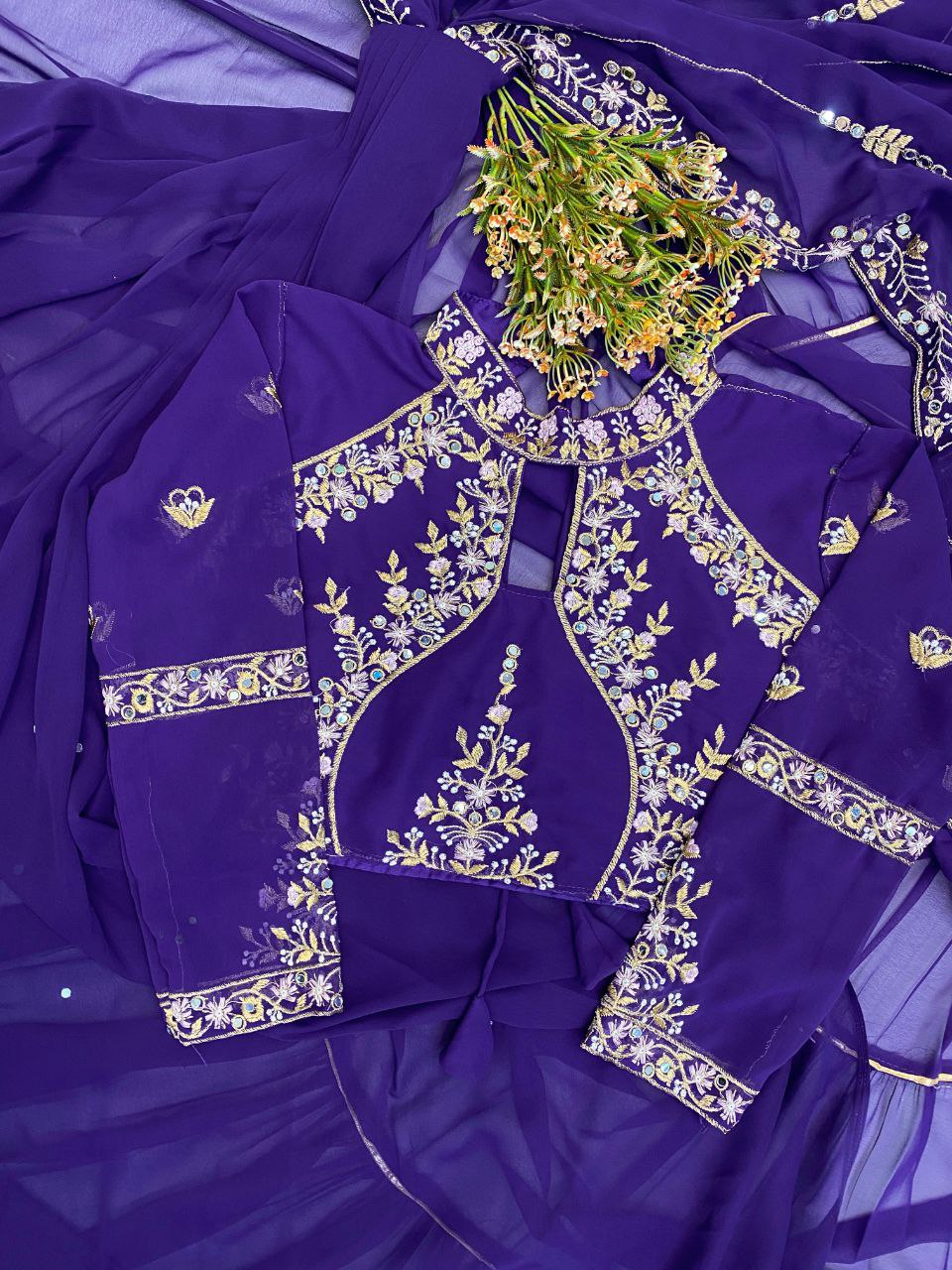 WEDDING SEASON SPECIAL FANCY PARTY WEAR FAUX GEORGETTE LEHENGA SAREE