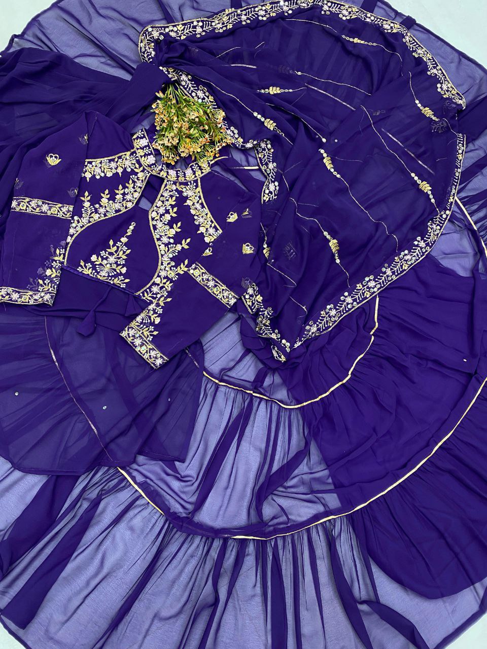 WEDDING SEASON SPECIAL FANCY PARTY WEAR FAUX GEORGETTE LEHENGA SAREE