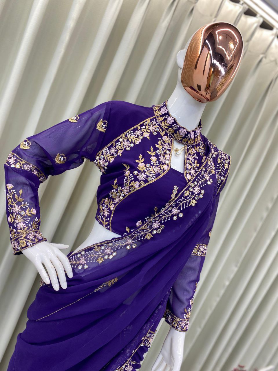 WEDDING SEASON SPECIAL FANCY PARTY WEAR FAUX GEORGETTE LEHENGA SAREE