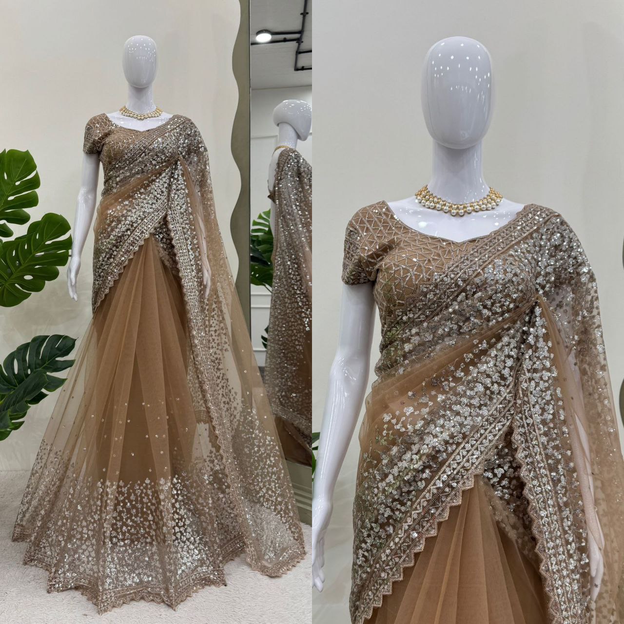 beautiful Designer Saree on Soft Net Fabric