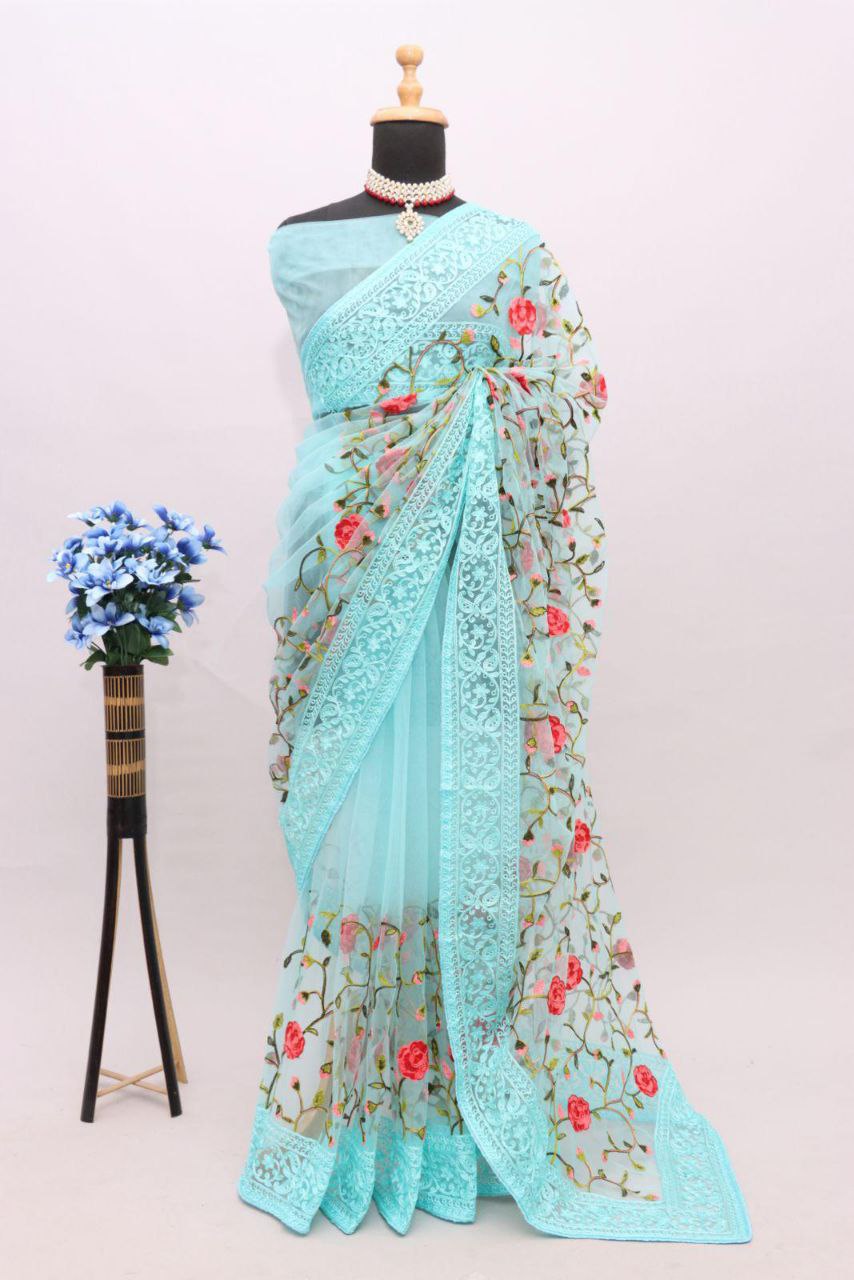 Premium Soft silver Net  saree