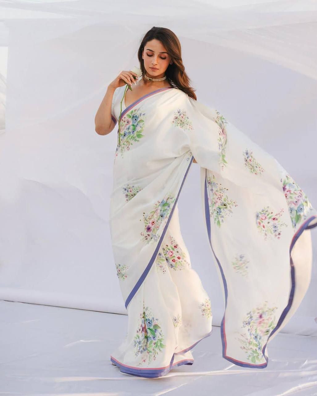 Pure Linen Digital Printed Aliya Bhatt Saree