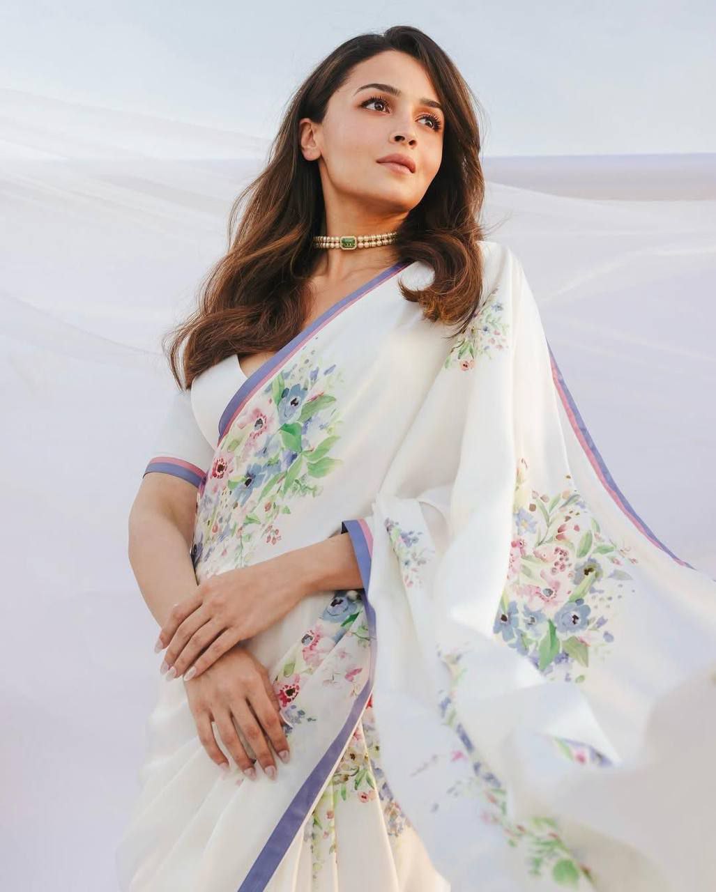 Pure Linen Digital Printed Aliya Bhatt Saree