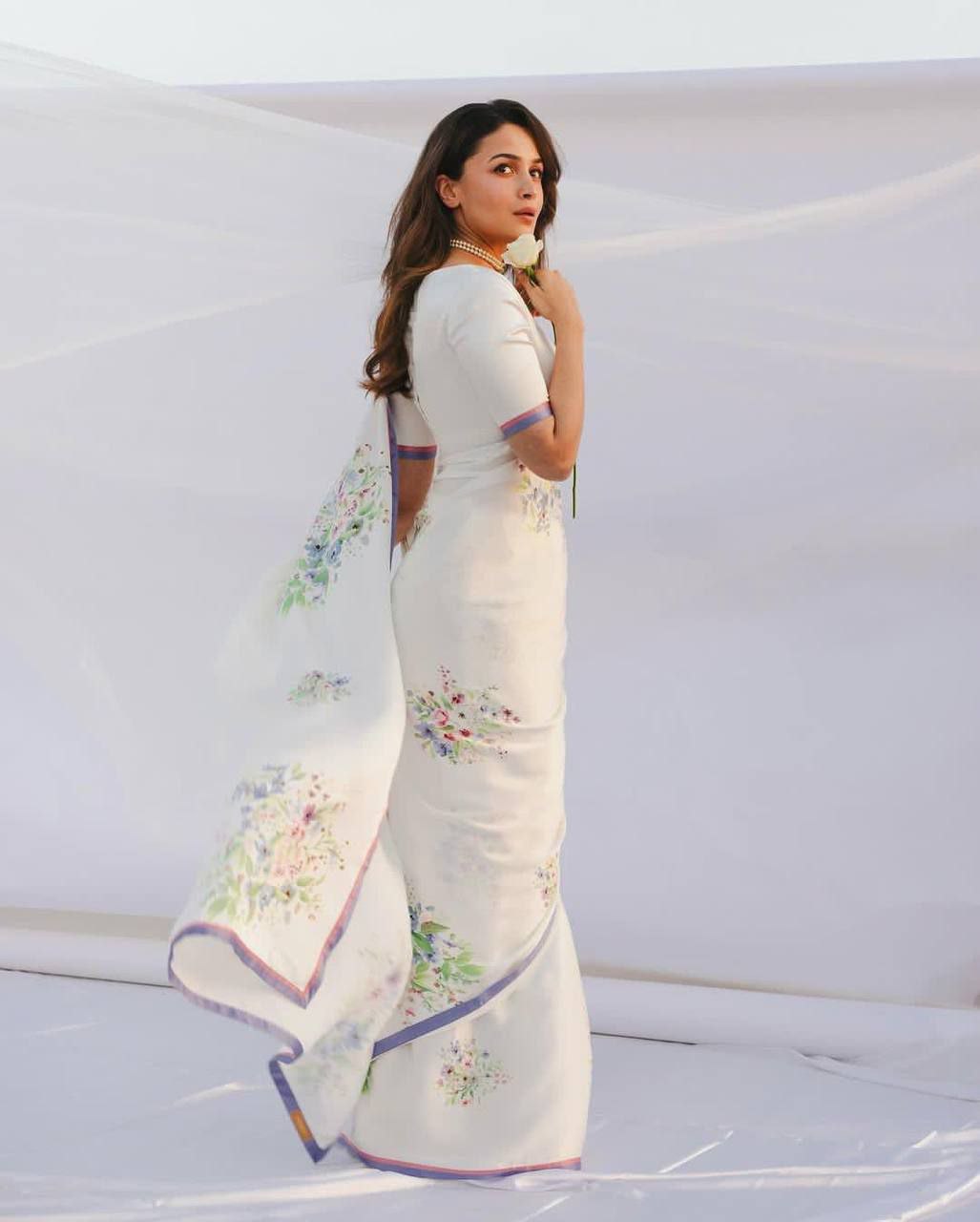 Pure Linen Digital Printed Aliya Bhatt Saree