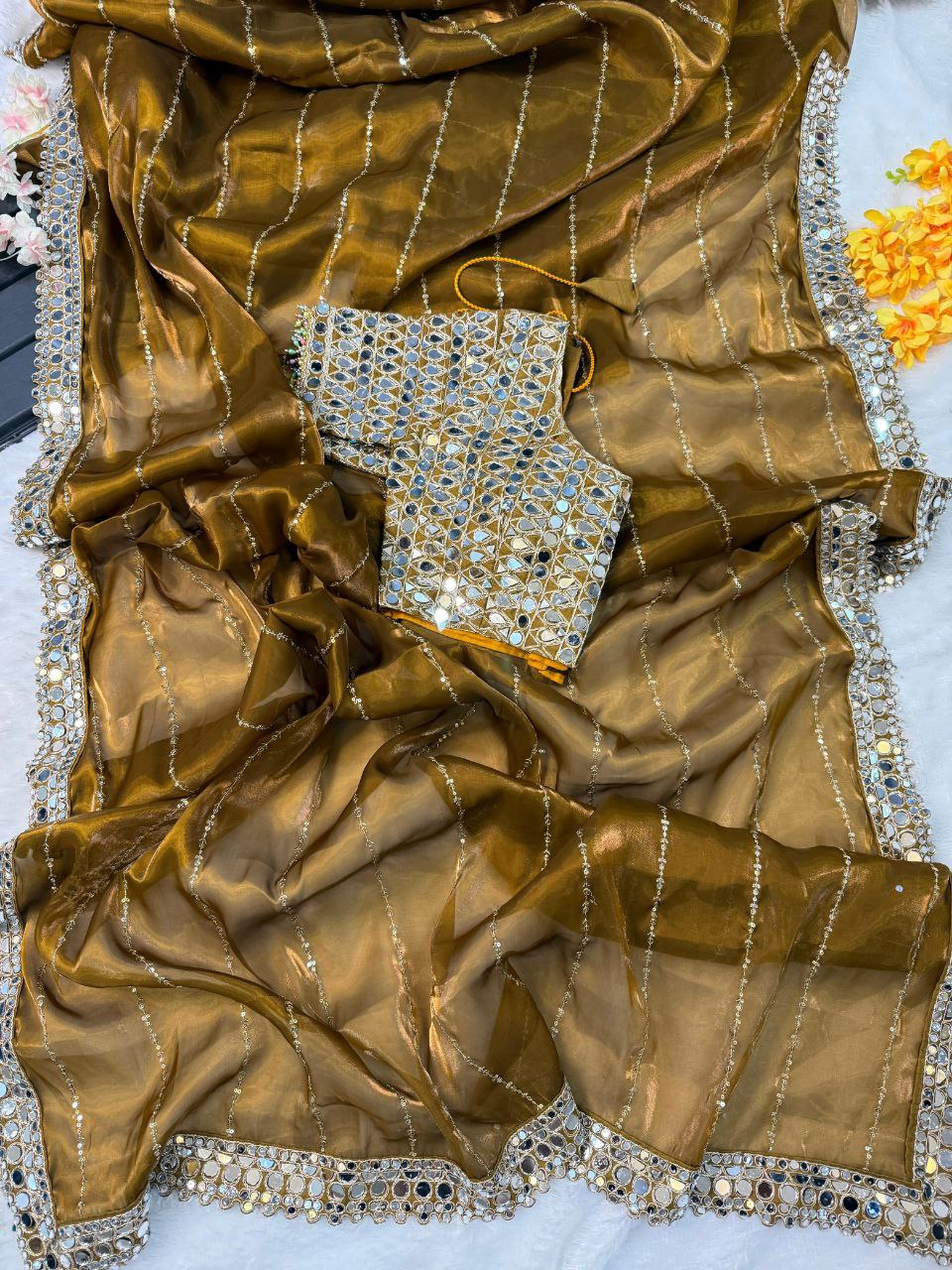 New Soft Satin Organza Saree