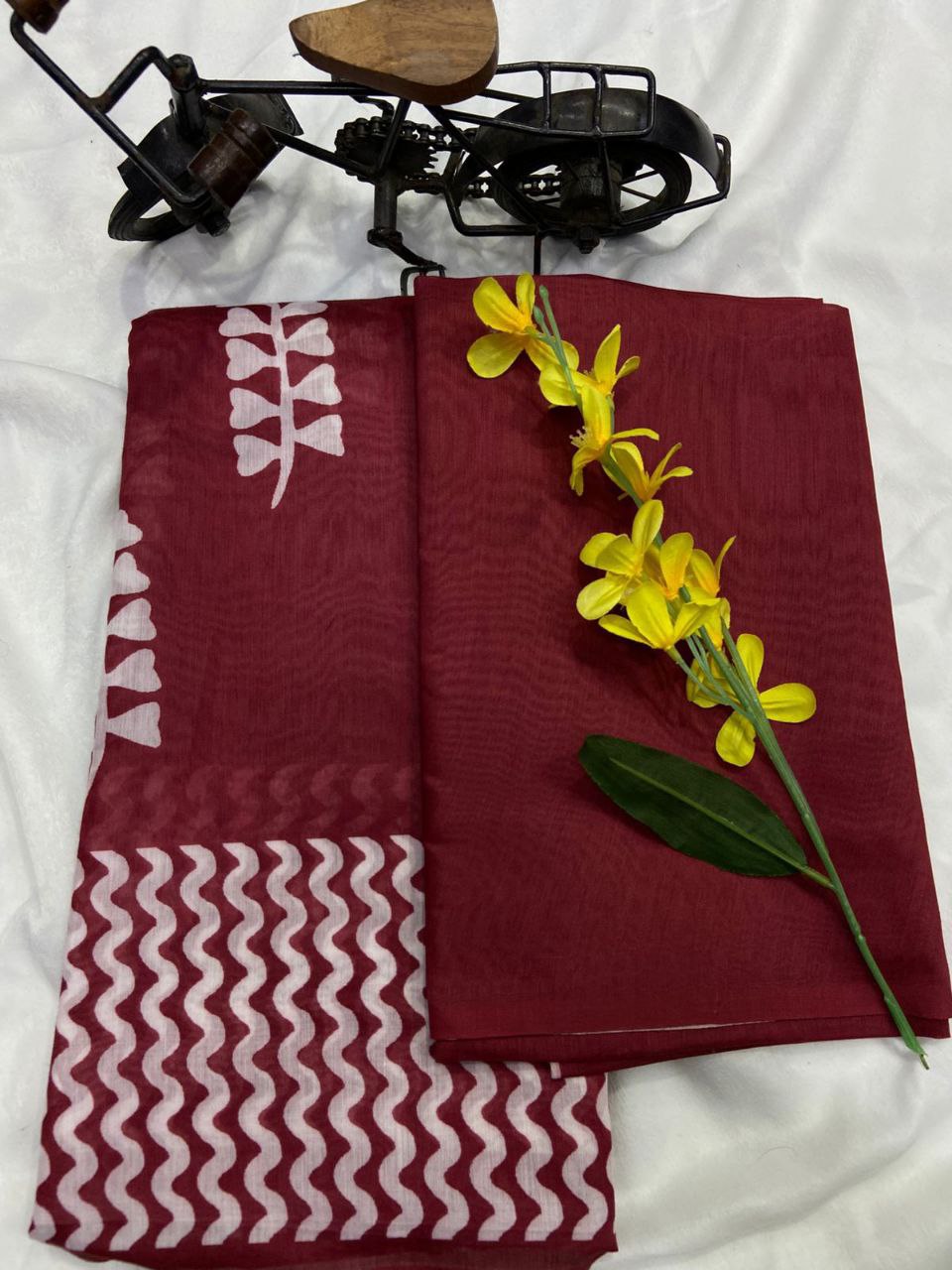 TRADITIONAL LOOK SOFT CHANDERI  SAREE