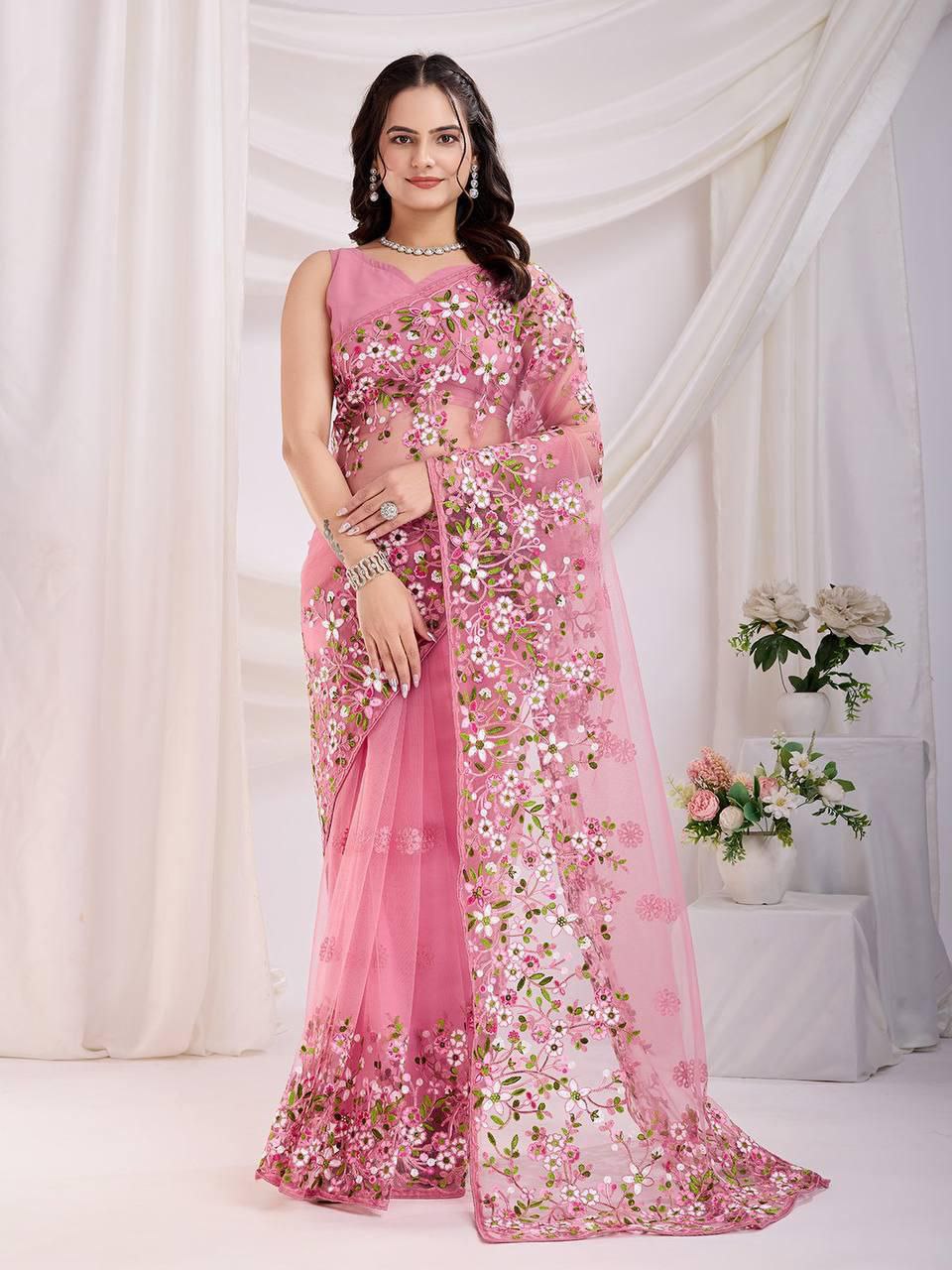 Chikankari Embroidery design Saree