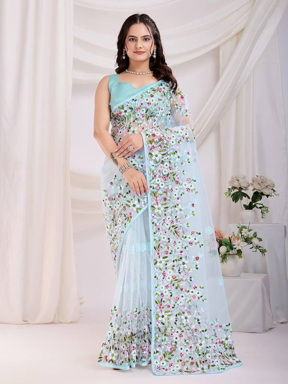 Chikankari Embroidery design Saree