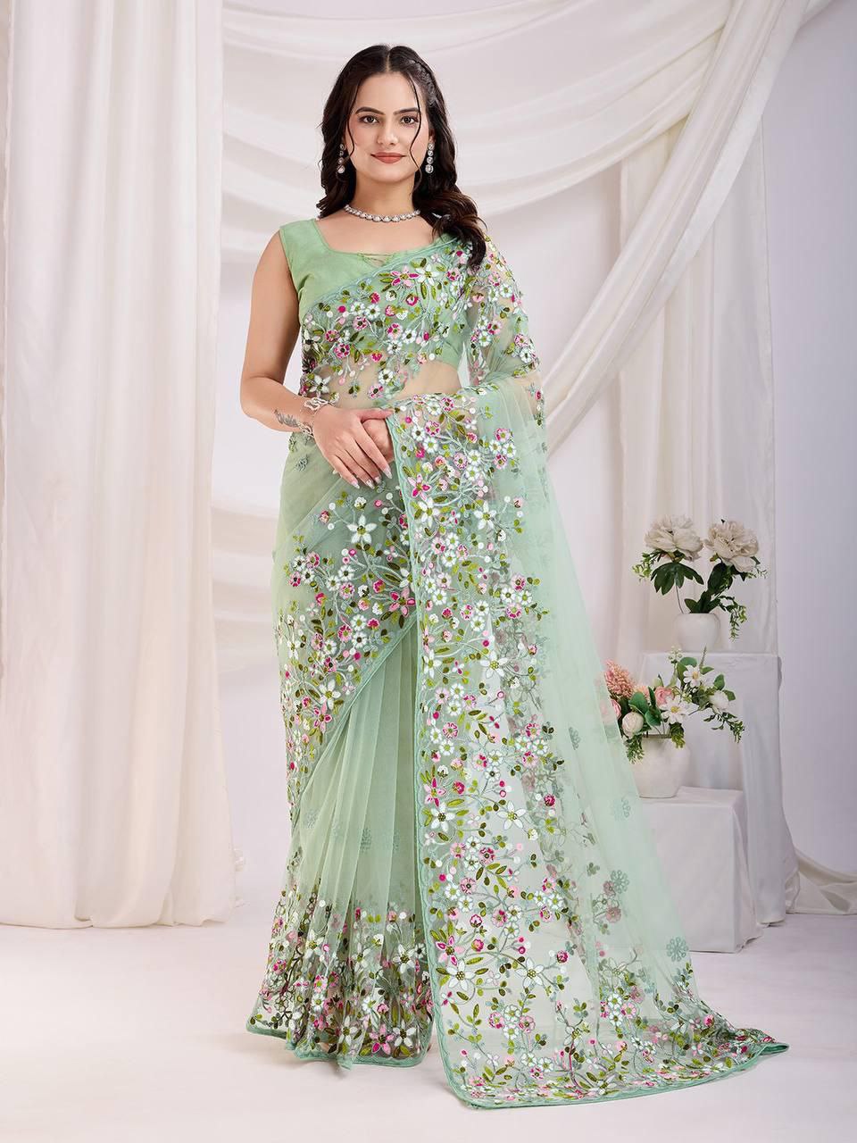 Chikankari Embroidery design Saree