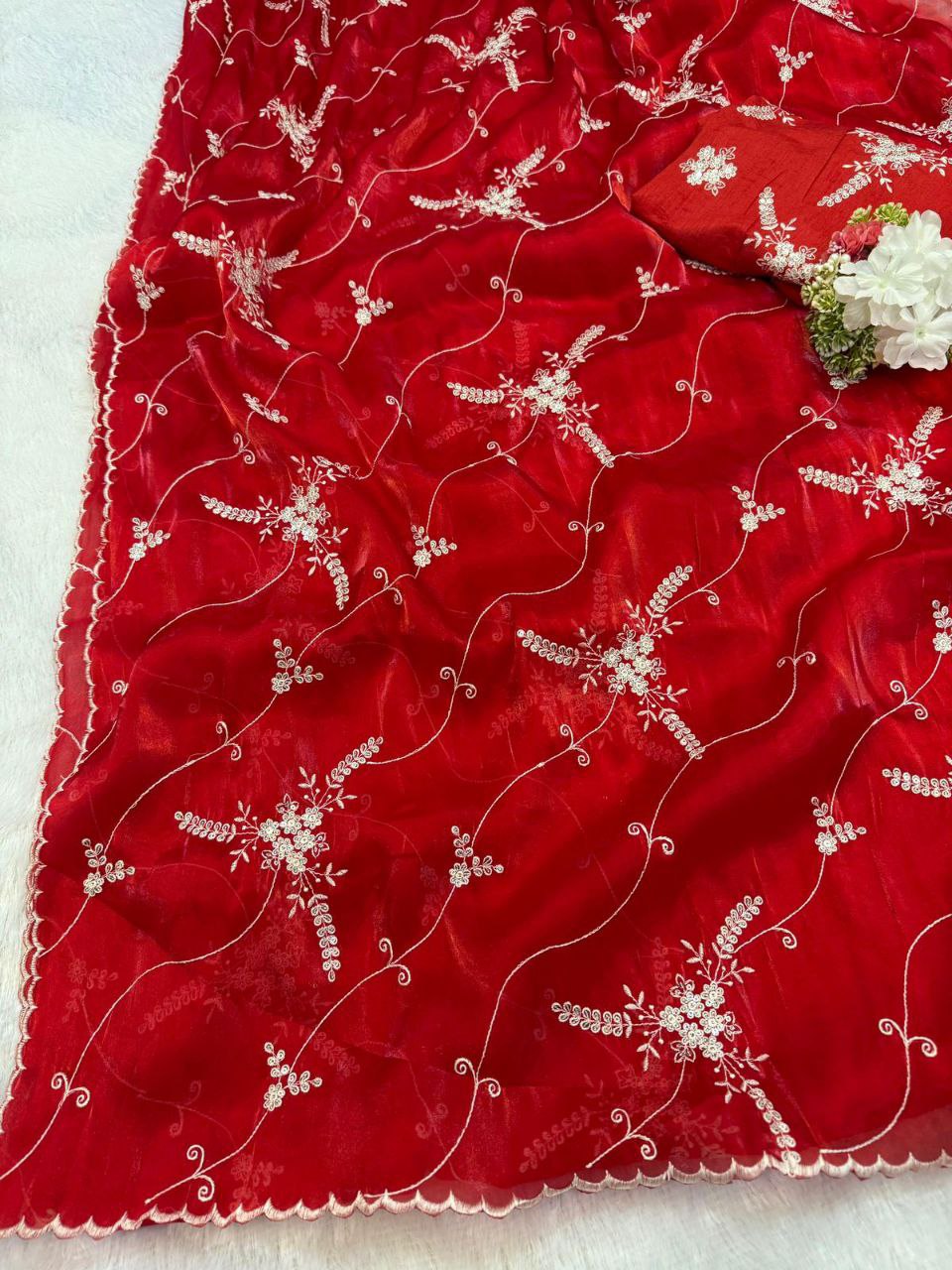 Soft satin Organza saree