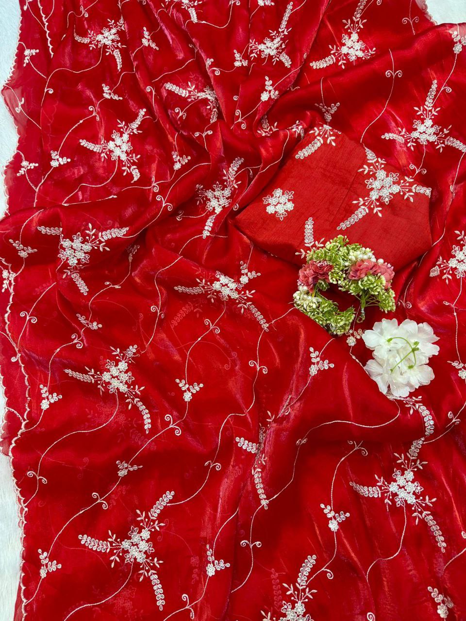 Soft satin Organza saree