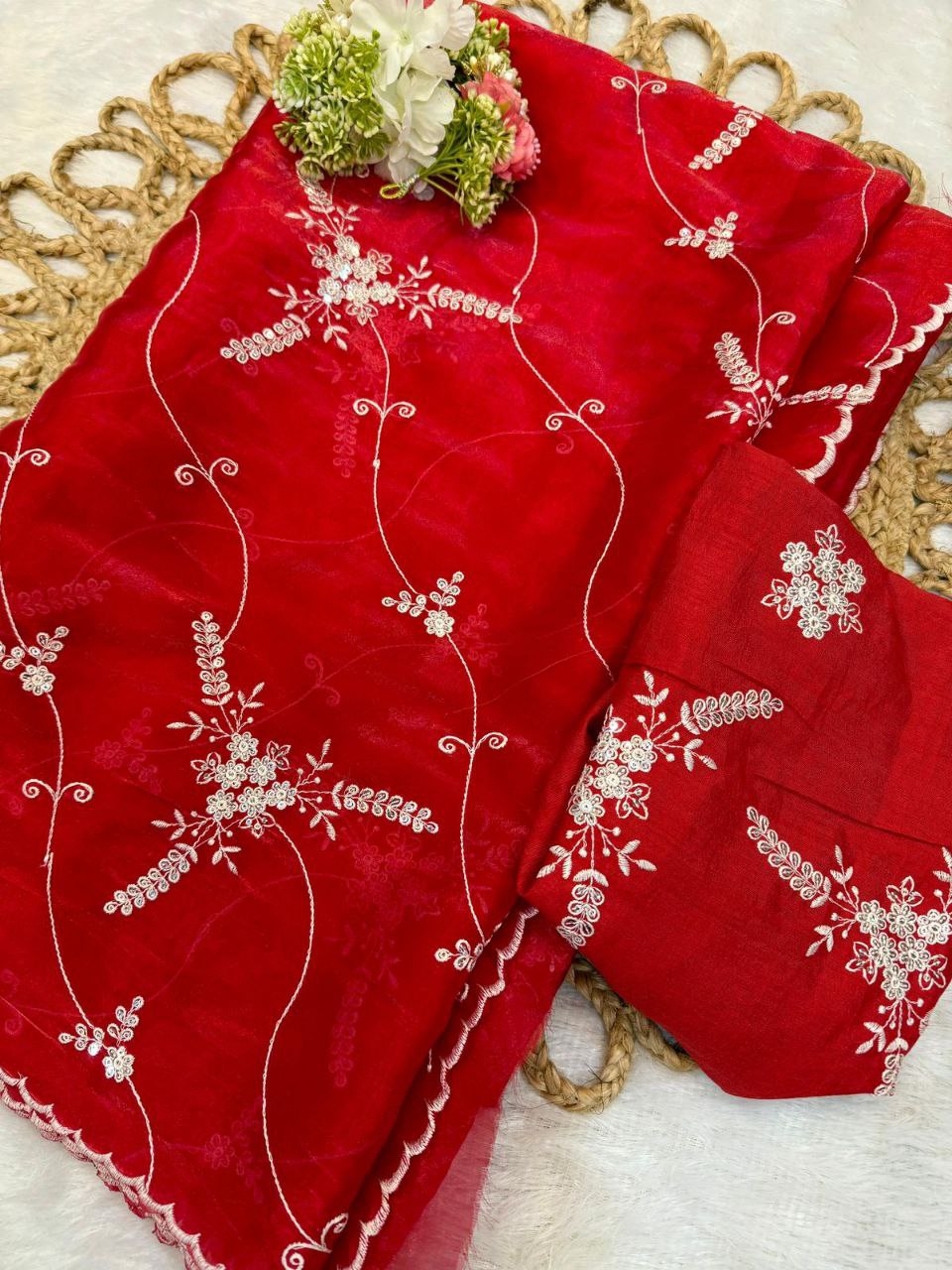 Soft satin Organza saree