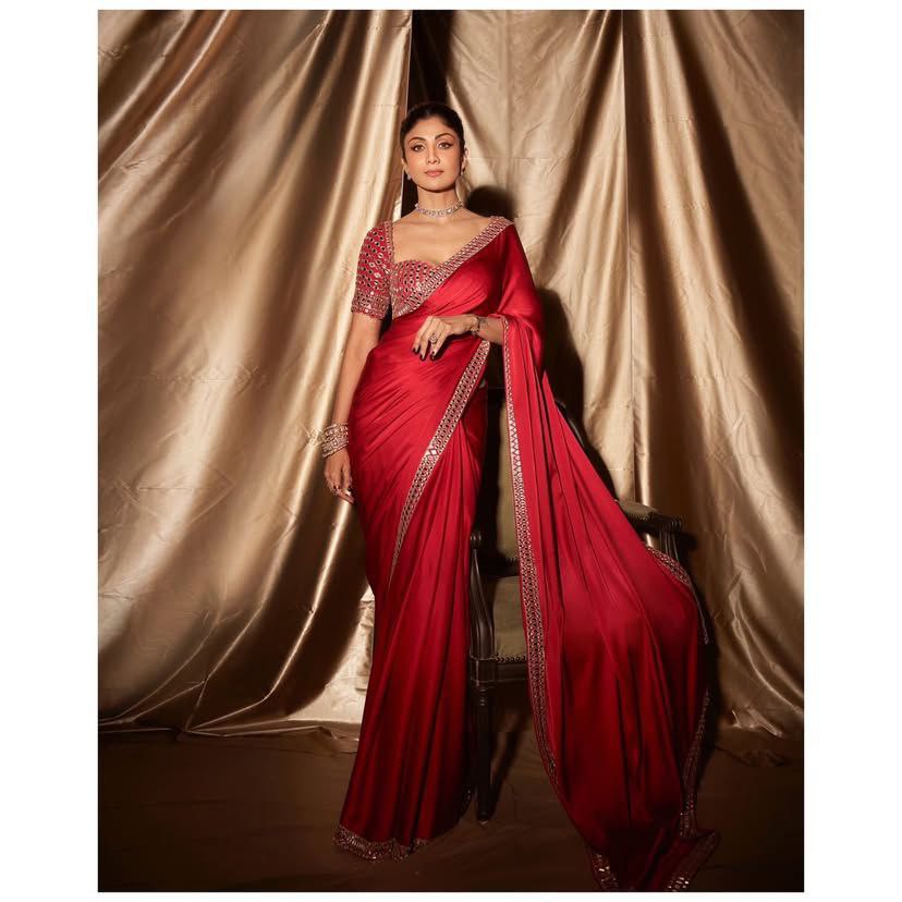 BOLLYWOOD SHILPA SHETTY KUNDARA MIRROR DESIGN SAREE