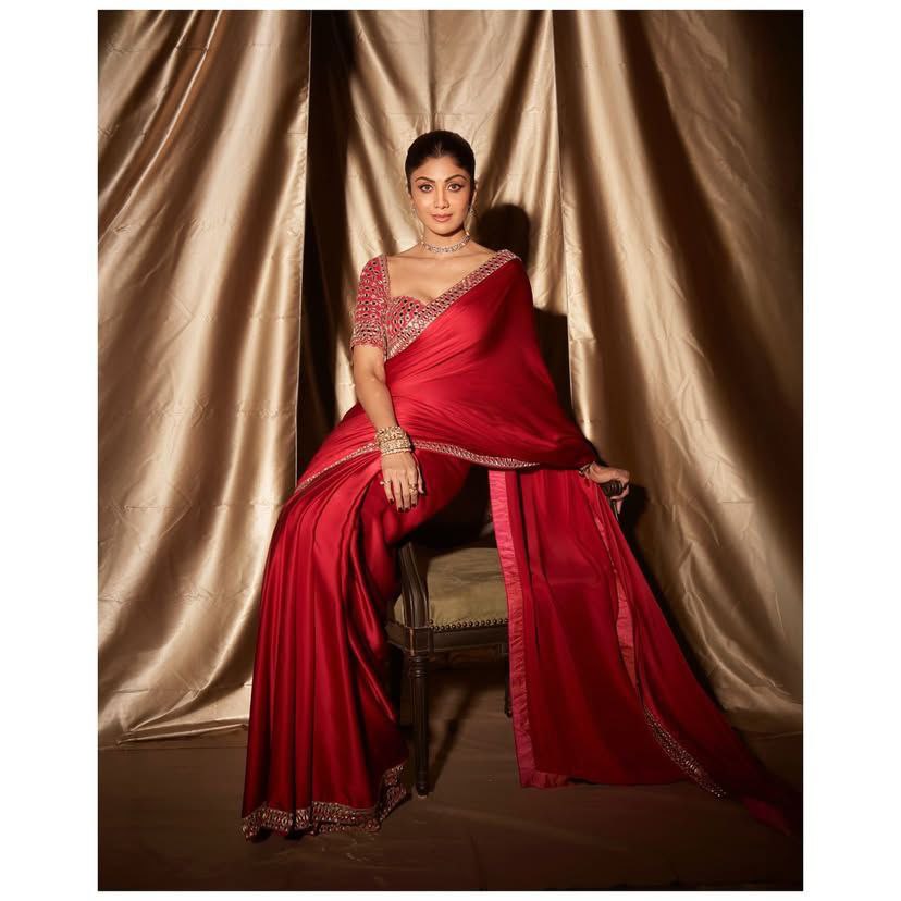 BOLLYWOOD SHILPA SHETTY KUNDARA MIRROR DESIGN SAREE