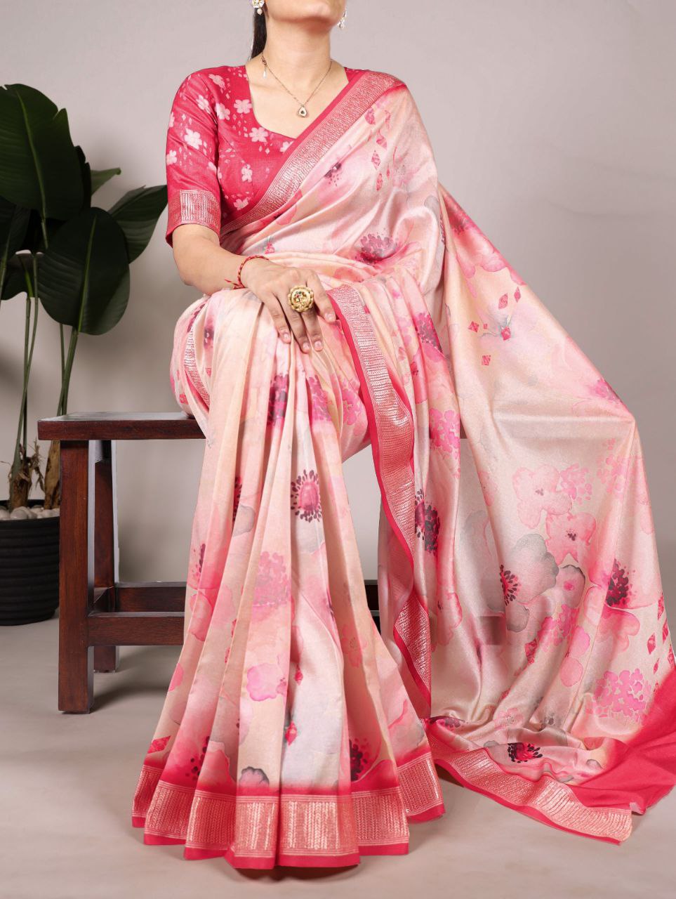 Tussar Silk With Viscose Border Saree