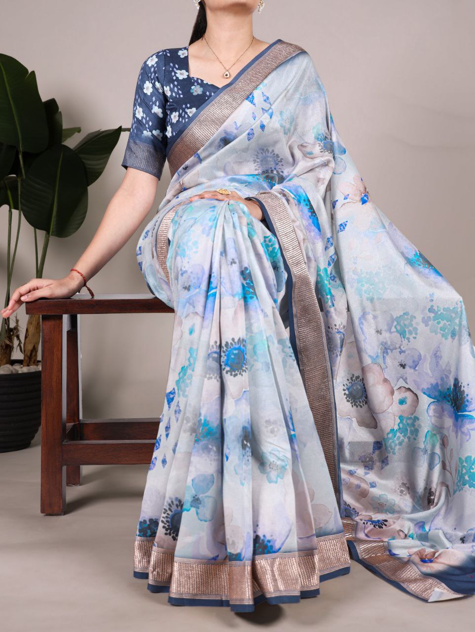 Tussar Silk With Viscose Border Saree