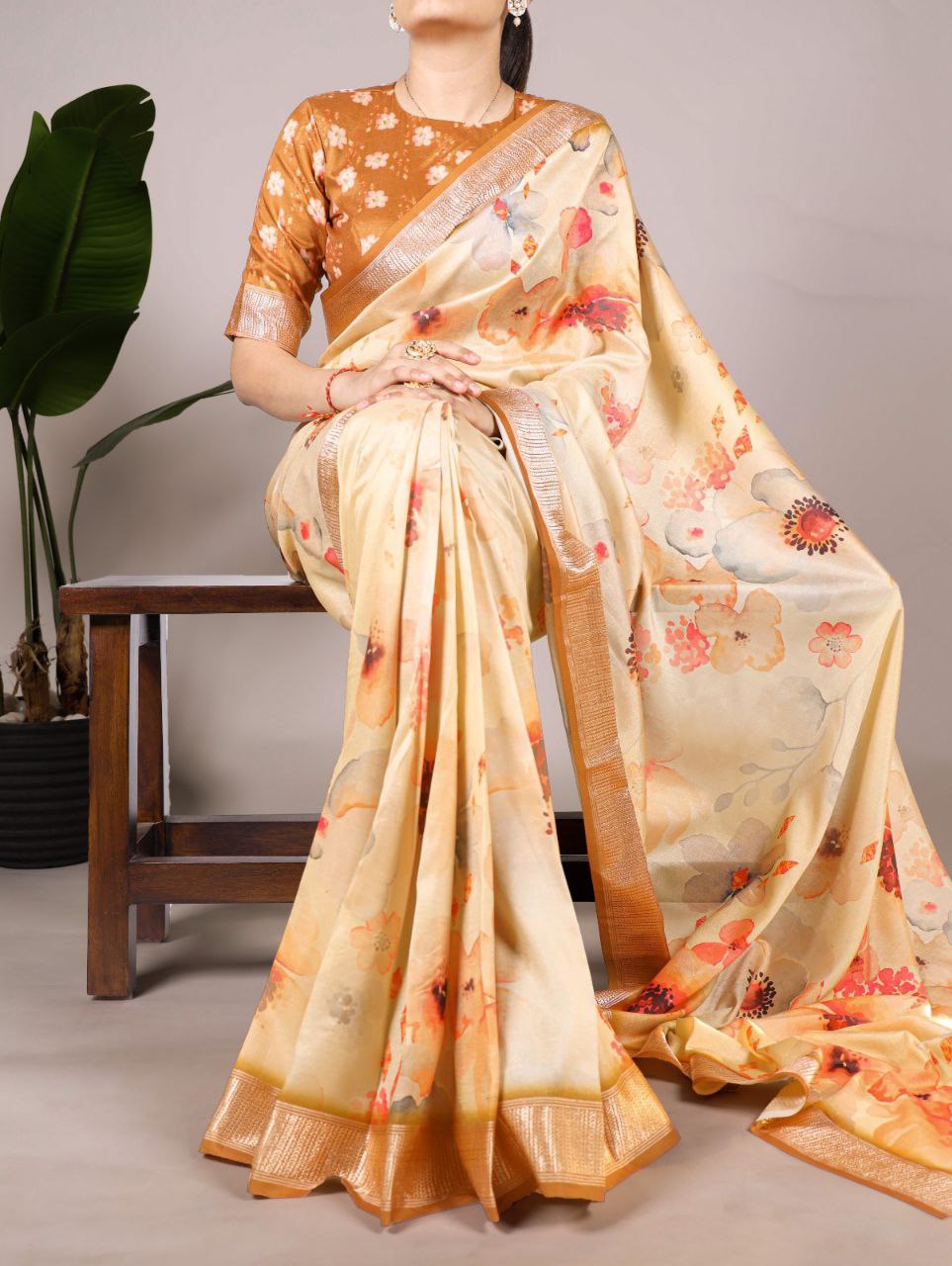 Tussar Silk With Viscose Border  Saree